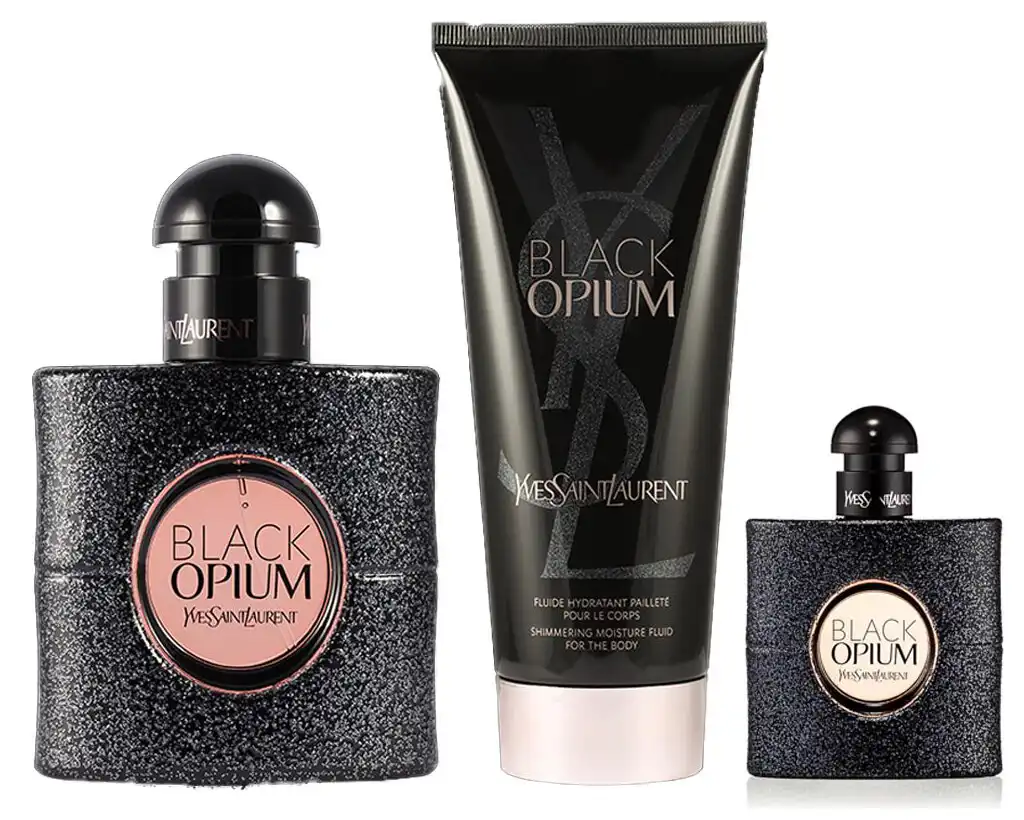 عطر بلاك اوبيوم من من ايف سان لوران او دو بارفان  50 مل + بخاخ او دي بارفان 7.5 مل + لوشن للجسم 50 مل