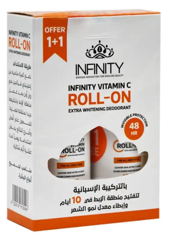 Infinity Exrta Whitening Roll On Deodorant Vitamin C (1+1) 80 ml