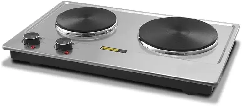 بوتاجاز مسطح كهرباء جماكي، 2 عين، 1500+2000 وات، فضي، JMK7010