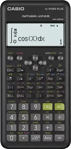 آلة حاسبة علمية كاسيو، 417 دالة، أسود، fx-570ES PLUS-2