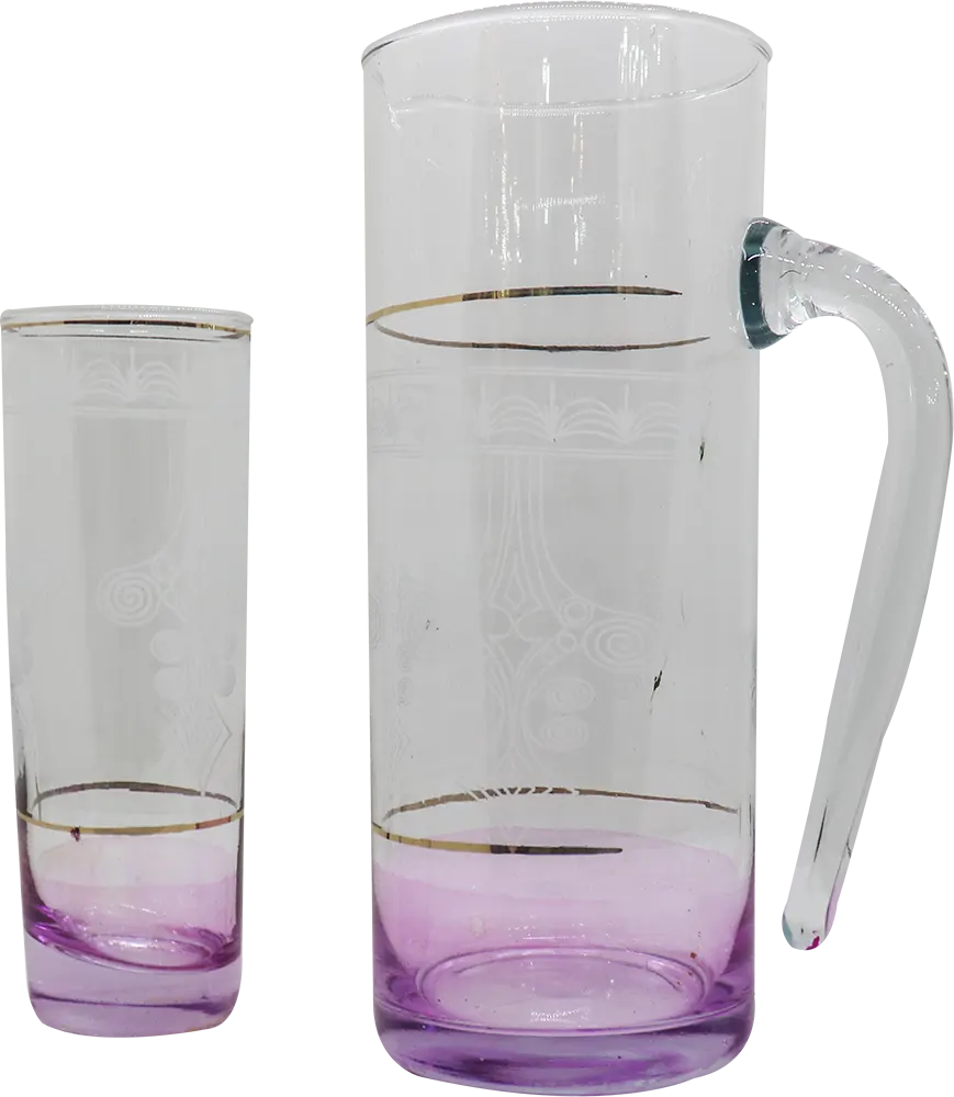 طقم شربات مزخرف الخواجة  7 قطع - شفاف x بينك