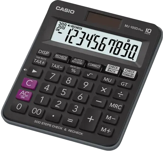 اله حاسبة مكتبية كاسيو، 10 خانة، أسود، MJ-100D Plus