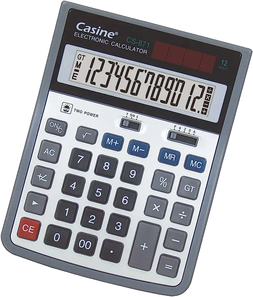 اله حاسبة مكتبية كاسين، 12 خانة، سلفر، CS-871
