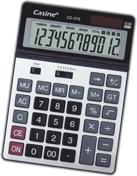 اله حاسبة مكتبية كاسين، 12 خانة، سلفر، CD-270