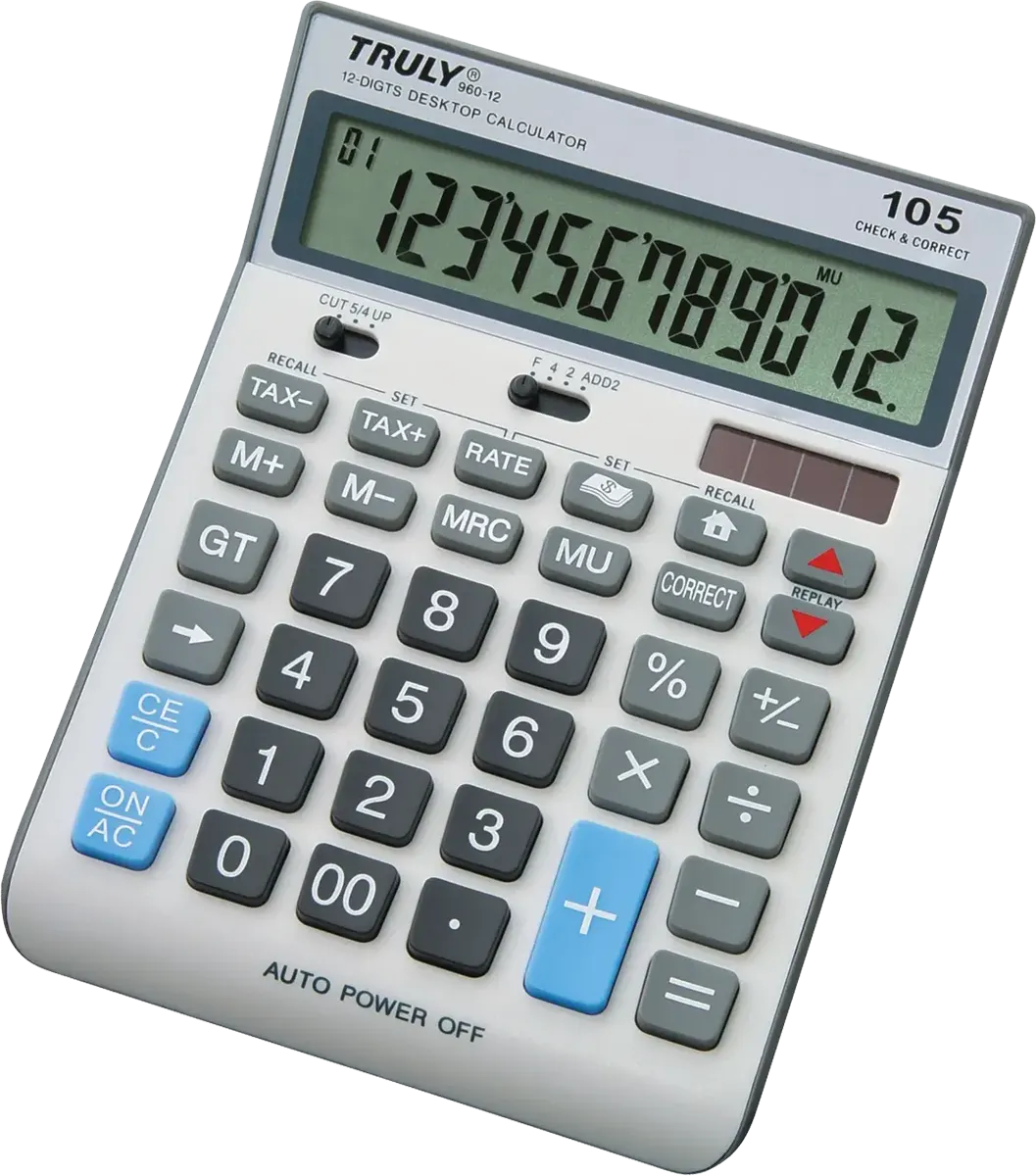 اله حاسبة مكتبية ترولي، 12 خانة، فضي، 960-12