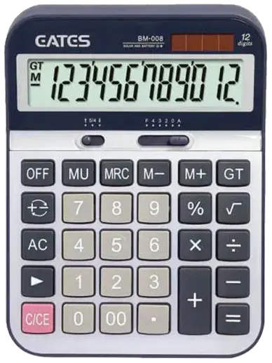 اله حاسبة مكتبية أيتس، 12 خانة، رمادي، BM-008
