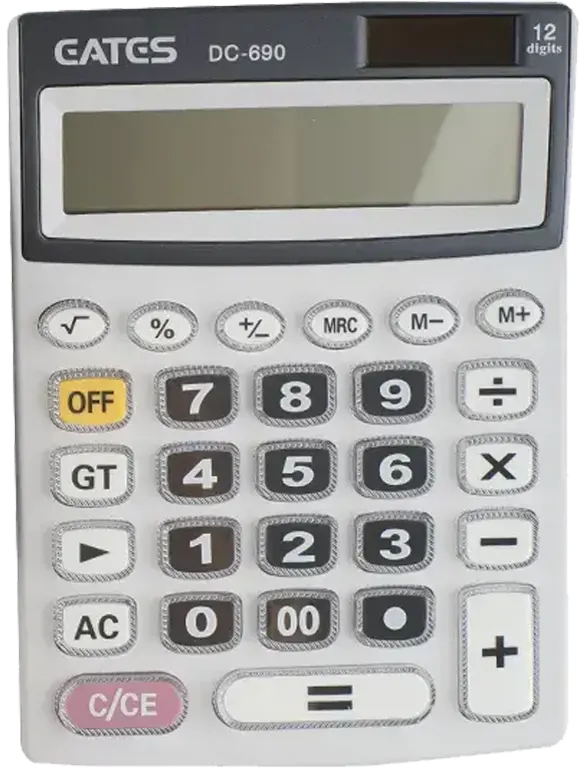 اله حاسبة مكتبية أيتس، 12 خانة، أبيض، DC-690