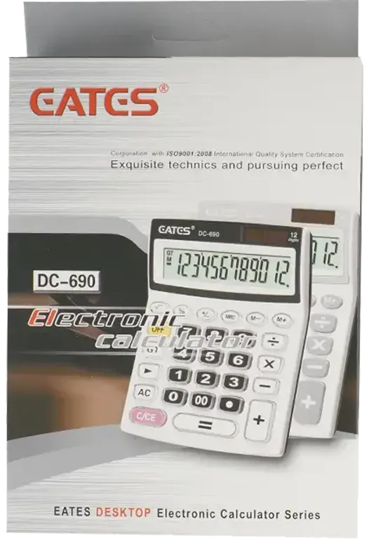 اله حاسبة مكتبية أيتس، 12 خانة، أبيض، DC-690