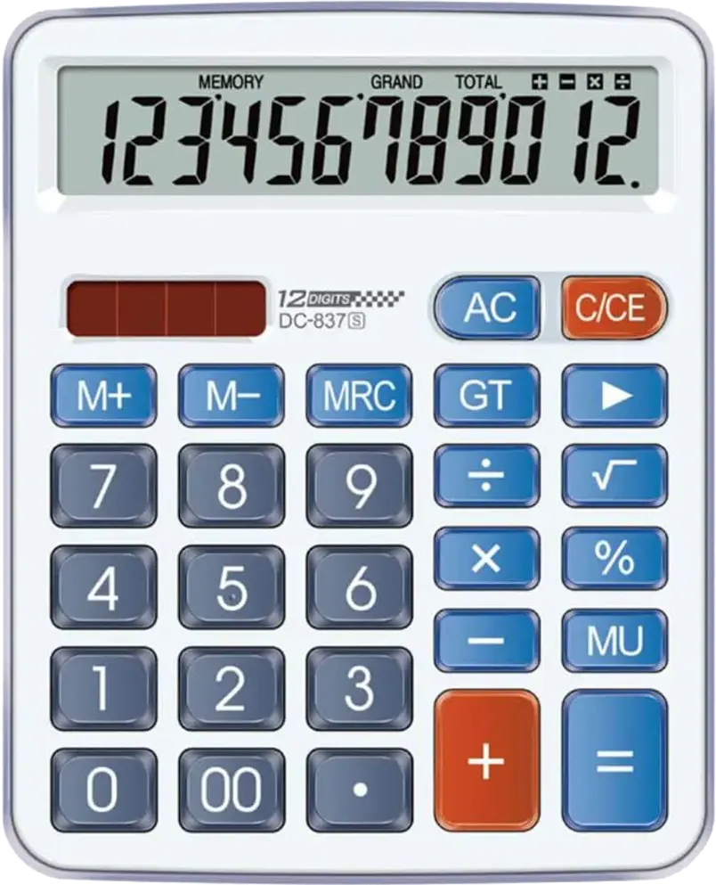 اله حاسبة مكتبية أيتس، 12 خانة، أبيض، DC-837S