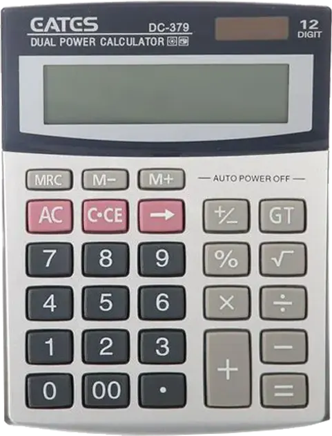 اله حاسبة مكتبية أيتس، 12 خانة، رمادي، DC-379