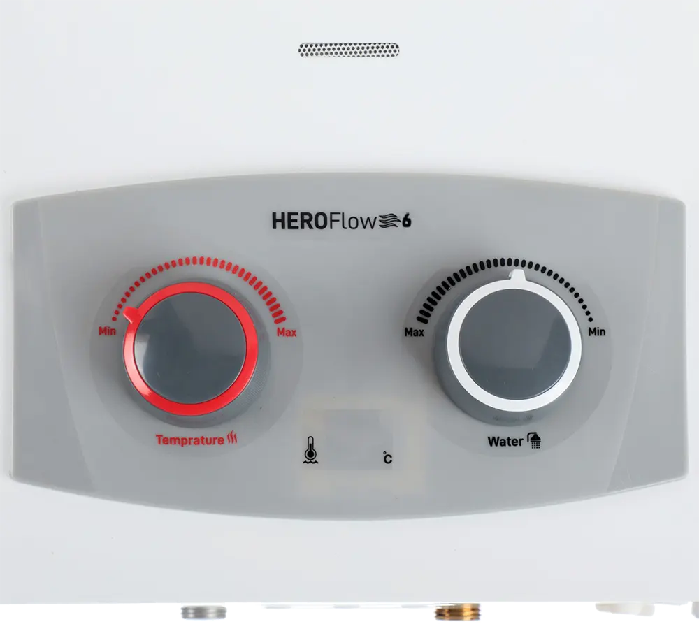 سخان مياه غاز اولمبيك هيرو فلو، 6 لتر، غاز انبوبة ،  ديجيتال، بدون مدخنة، أبيض، OYG06313WL