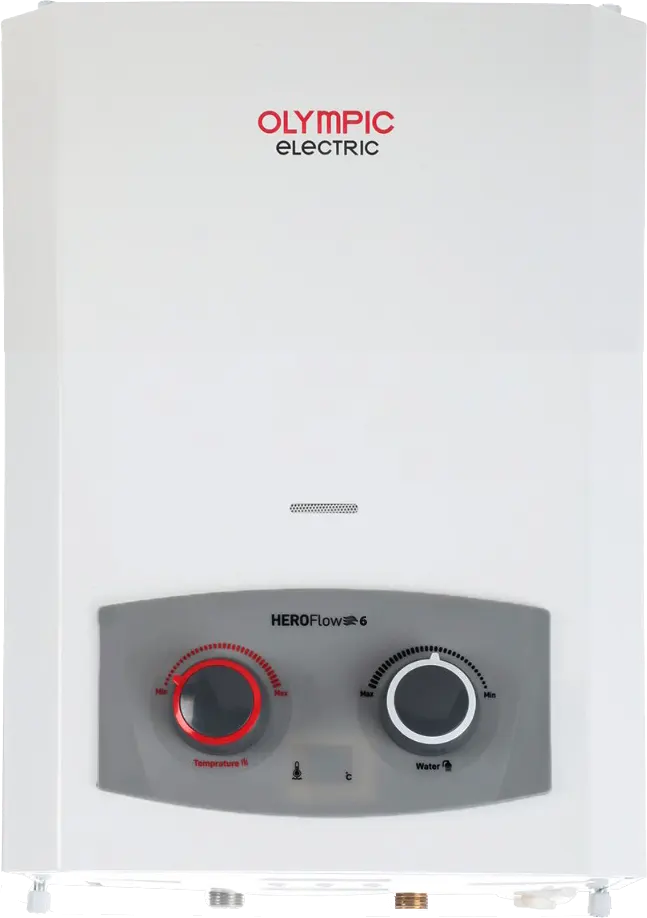 سخان مياه غاز اولمبيك هيرو فلو، 6 لتر، غاز انبوبة ،  ديجيتال، بدون مدخنة، أبيض، OYG06313WL