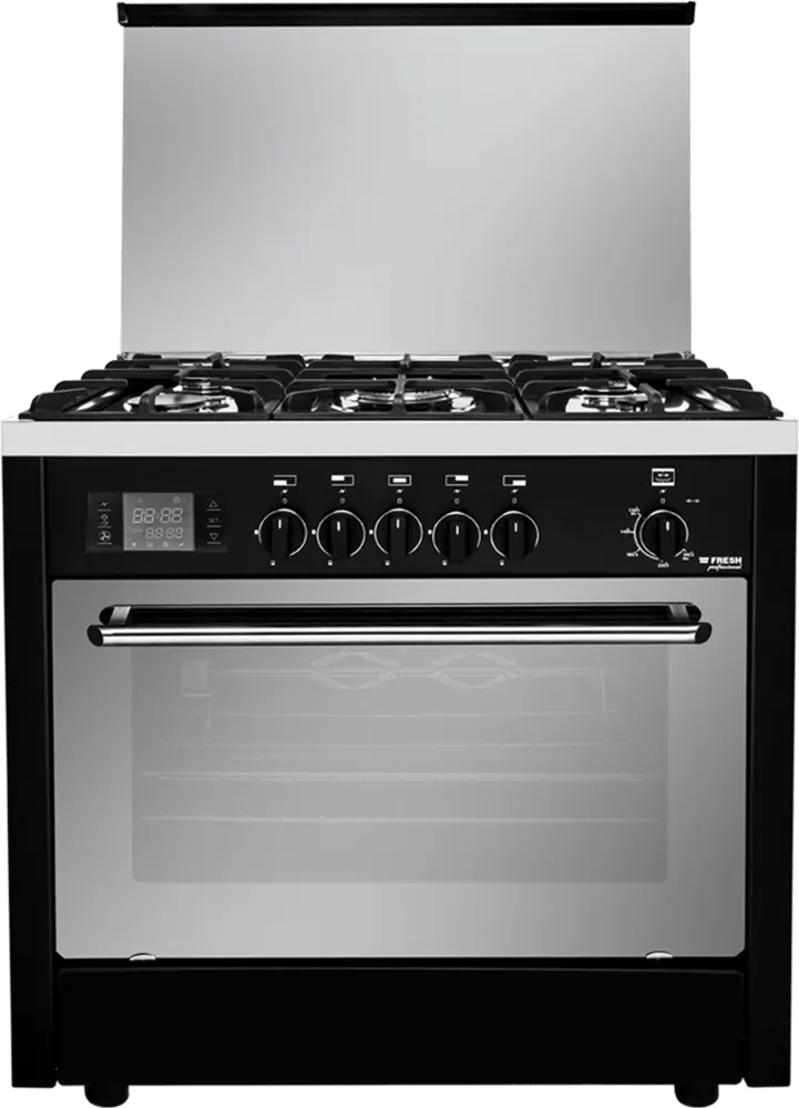 بوتاجاز فريش بروفيشنال، 5 شعلة، 60×90 سم، أمان كامل، شاشة تاتش ديجيتال، أسود×سلفر