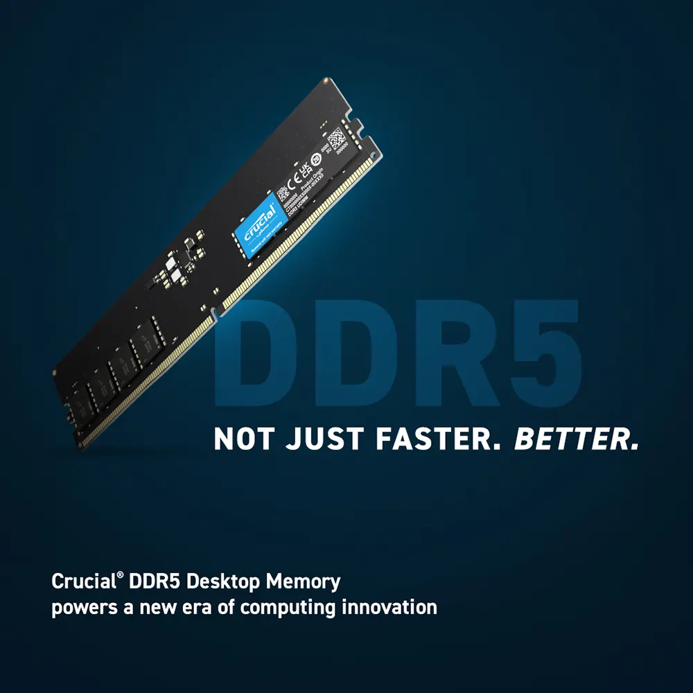 رامات كومبيوتر مكتبي كروشال سعة 8 جيجا رام، DDR5, سرعة 4800GHZ،  أسود، CT8G48C40U5