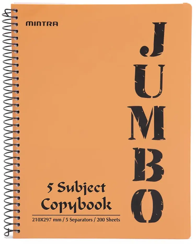 كشكول سلك چامبو A4 من مينترا، 200 ورقة، 5 فواصل، لون متعدد