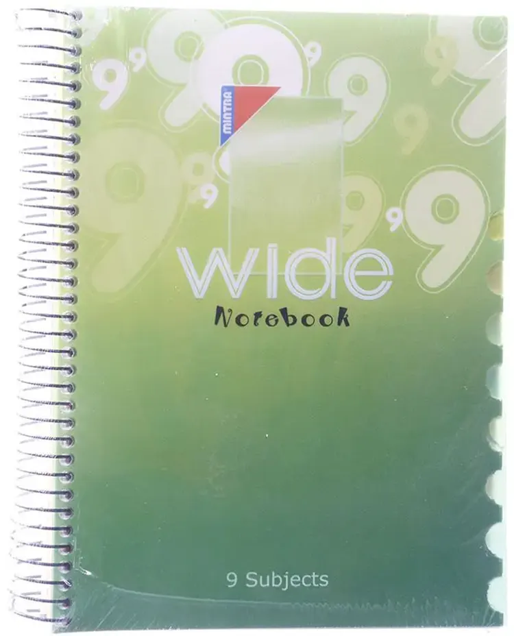كشكول سلك وايد 9 A4 من مينترا، 216 ورقة، 9 فواصل، لون متعدد