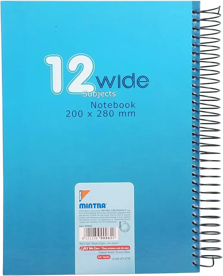 كشكول سلك وايد 12 A4 من مينترا، 288 ورقة، 12 فواصل، لون متعدد