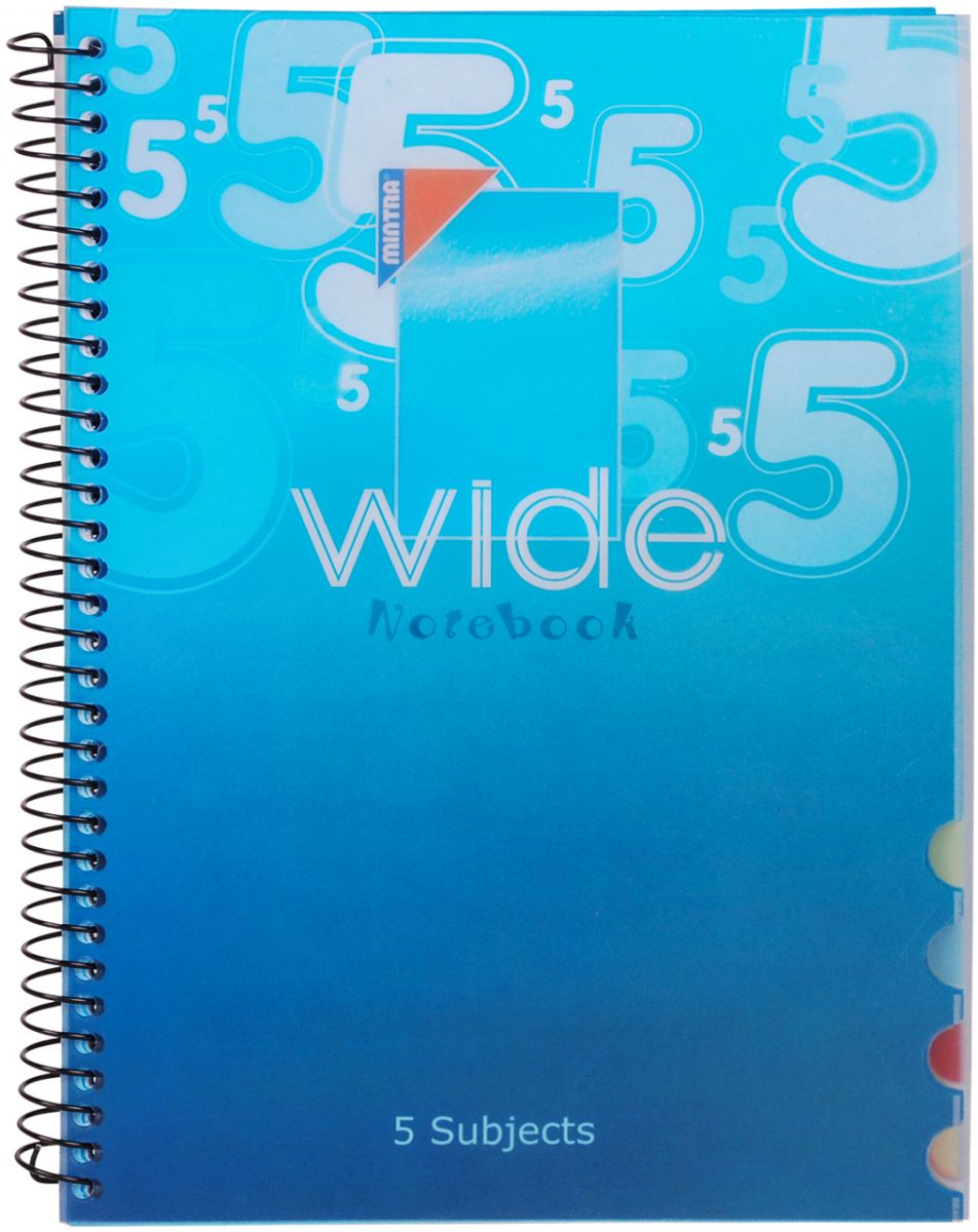 كشكول سلك وايد 5 A4 من مينترا، 120 ورقة، 5 فواصل، لون متعدد