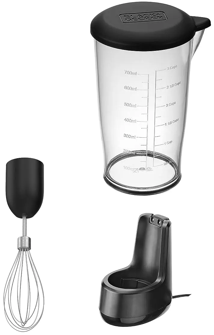 هاند بلندر بلاك اند ديكر، 7.2 فولت، 700  مللي، مزود بمضرب بيض، أسود ،BCKM1012KB-GB