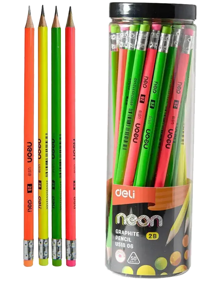 قلم رصاص ديلي باستيكة 2B، لون متعدد