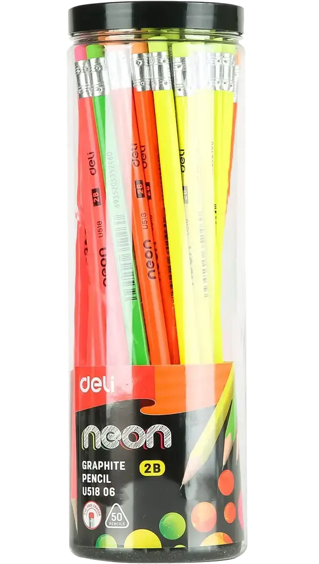 قلم رصاص ديلي باستيكة 2B، لون متعدد