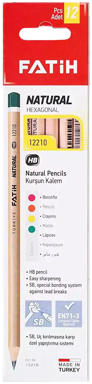 دستة قلم رصاص تركي الفاتح 12 قطعة HB، بينك