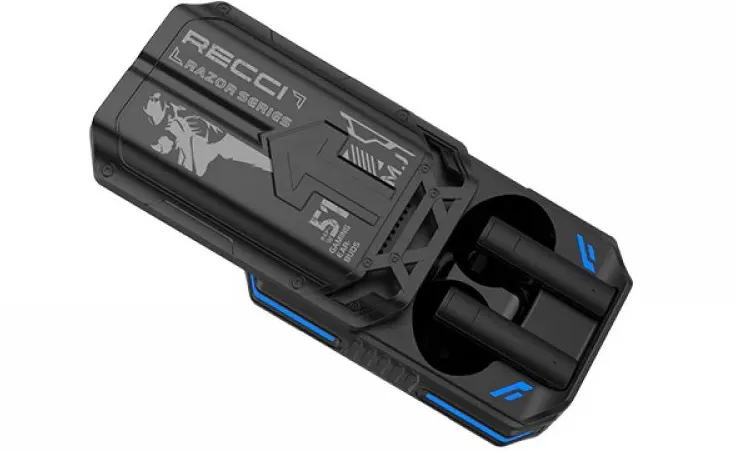 سماعة RECCI REP-W51، بلوتوث 5.3، بطارية 500 مللي أمبير، أسود