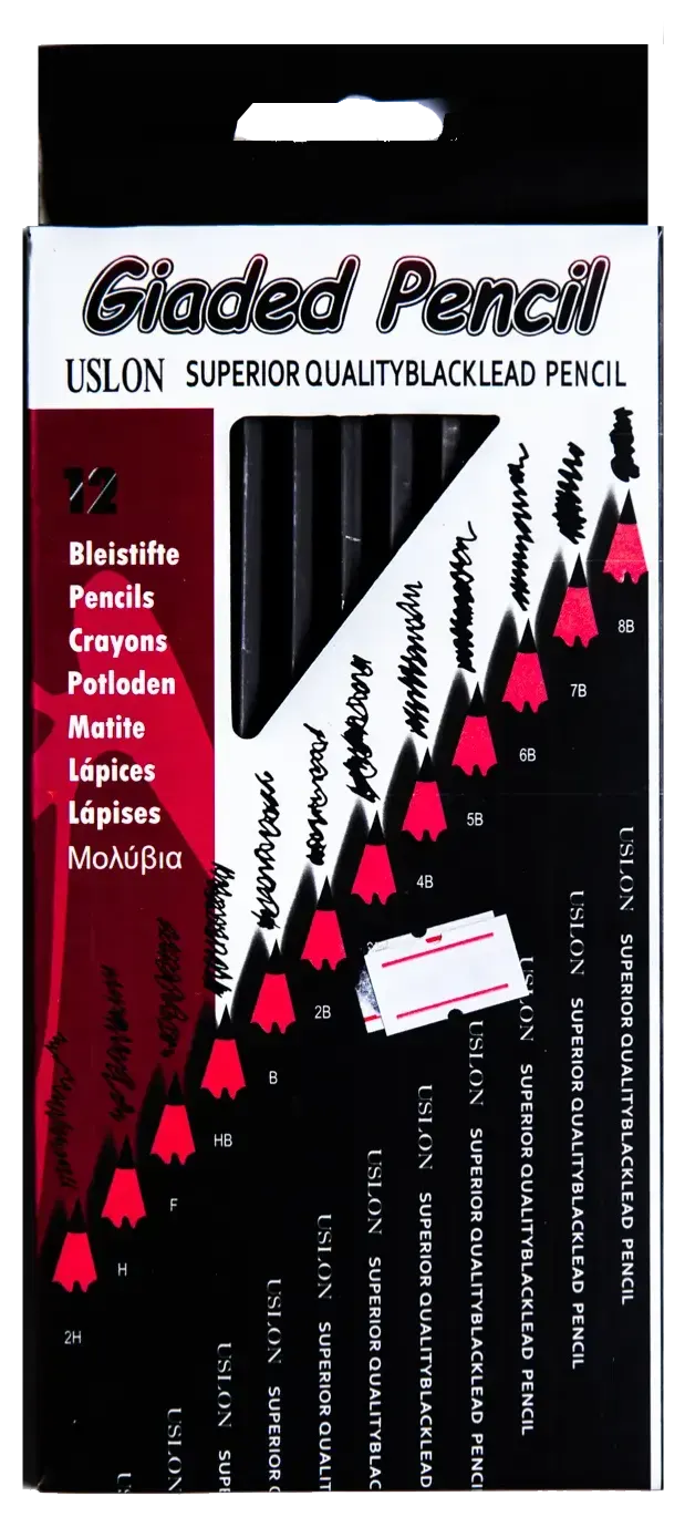 طقم قلم رصاص HB ايسلون، 12 قطعة AD050، اسود