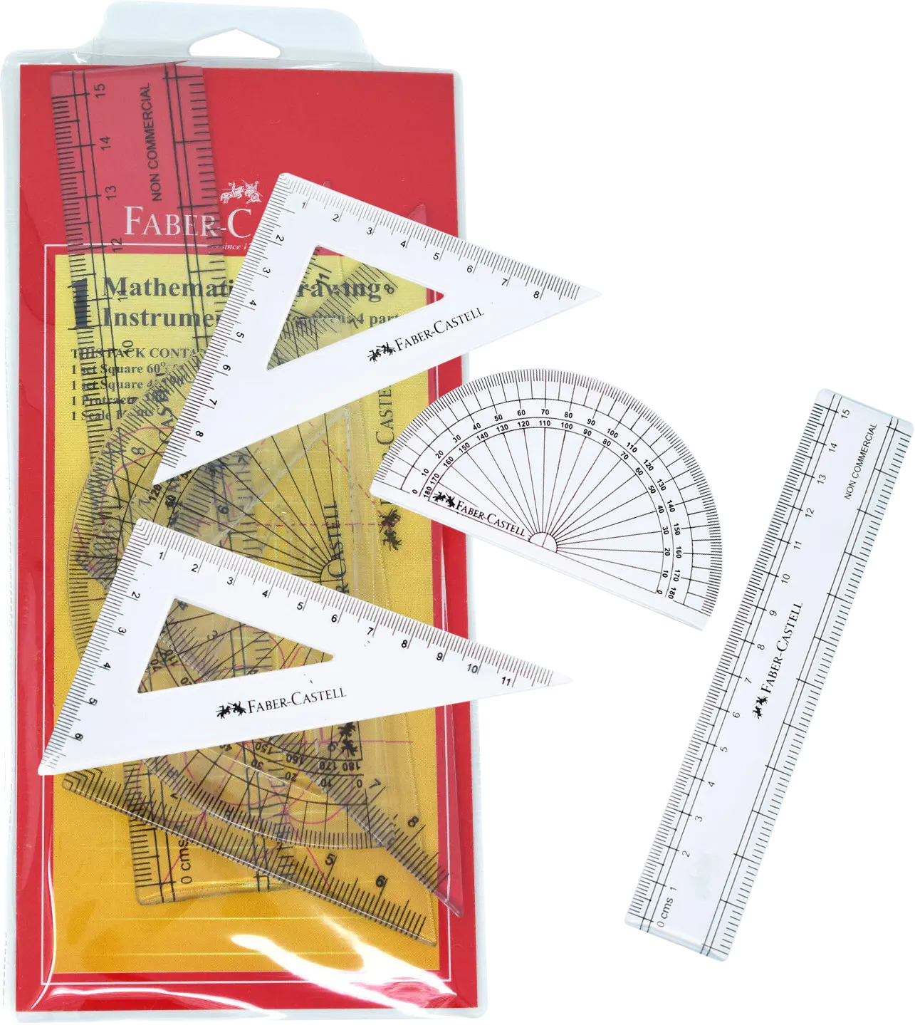 طقم أدوات هندسية بلاستيك من فابر كاسيل، 4 قطع، علبة بلاستيك ، شفاف، 163504