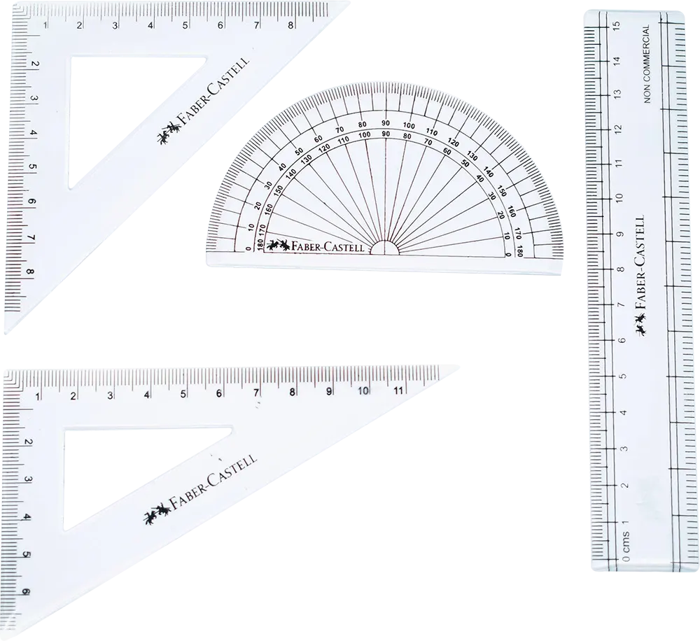 طقم أدوات هندسية بلاستيك من فابر كاسيل، 4 قطع، علبة بلاستيك ، شفاف، 163504