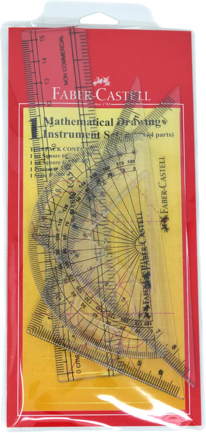 طقم أدوات هندسية بلاستيك من فابر كاسيل، 4 قطع، علبة بلاستيك ، شفاف، 163504