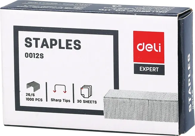 علبة دبابيس دباسة الورق المكتبية مقاس 26-6 من ديلي، 1000 قطعة،  فضي 0012S