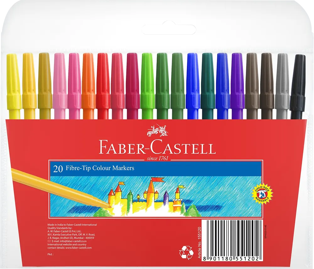 علبة ألوان فلوماستر فابر كاسيل ، 20 ألوان ، رفيع ، ألوان متعددة ، 155120
