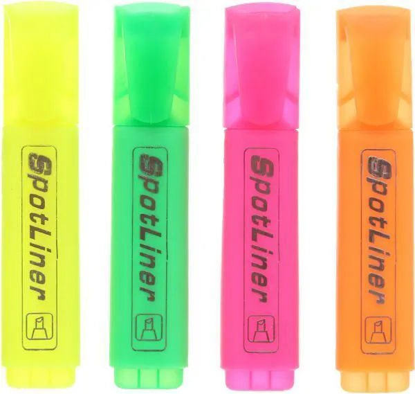 قلم هايلايتر سبوت لاينر فسفوري، ألوان متعددة، سن مشطوف