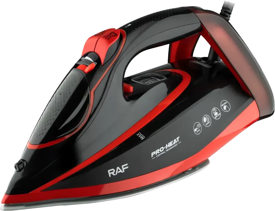 مكواة ملابس بخار راف، 2600 وات، قاعدة سيراميك، أسود، R.1140