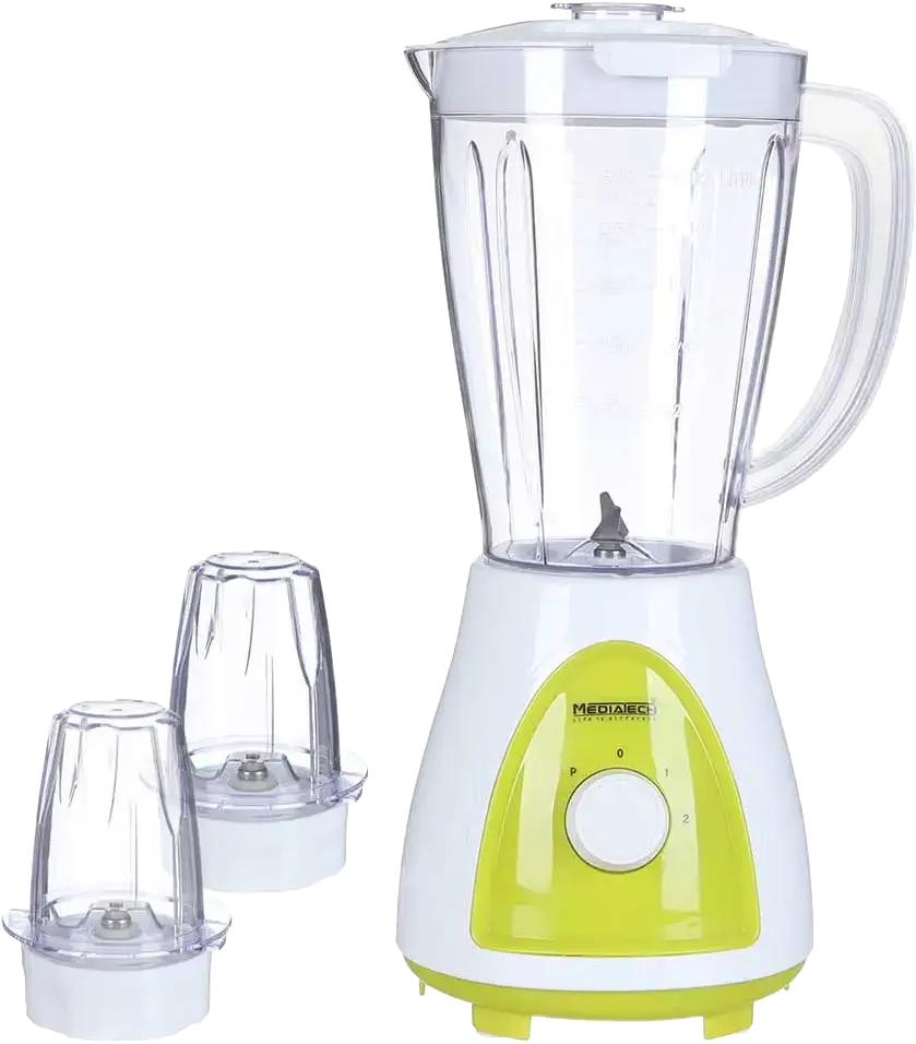 خلاط كهربائي ميديا تك، 400  وات، 1.5 لتر، 2 مطحنة، أبيض، MT-B16