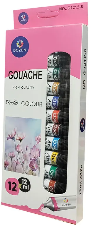 أنابيب ألوان جواش دوزين، 12 لون ، ألوان متعددة g1212.8