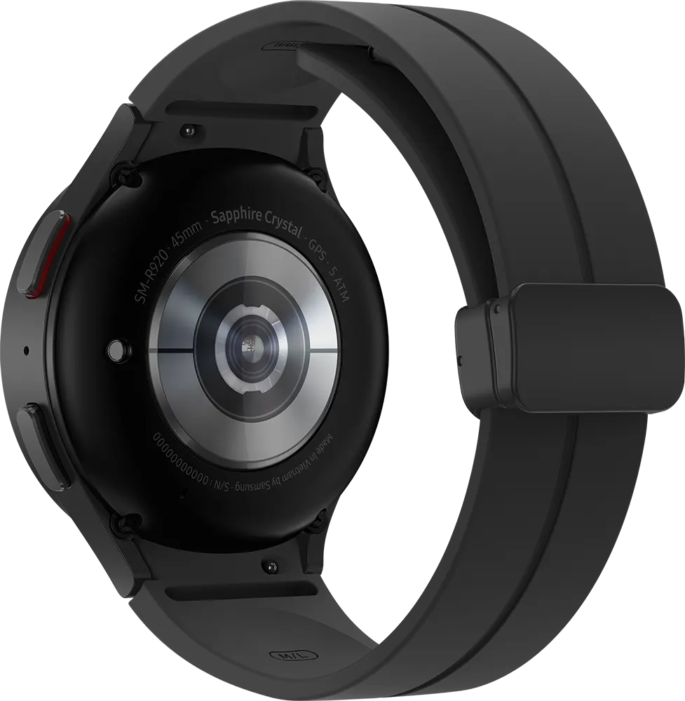 ساعة سامسونج جالكسي واتش 5 برو الذكية، مقاس 45 مم، بلوتوث، شاشة لمس 1.4 بوصة، مقاومة للماء، لون أسود تيتانيوم