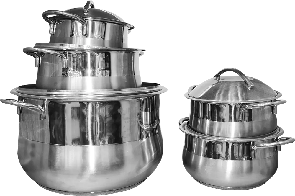 طقم حلل استانلس لاينز، 10 قطع، فضي