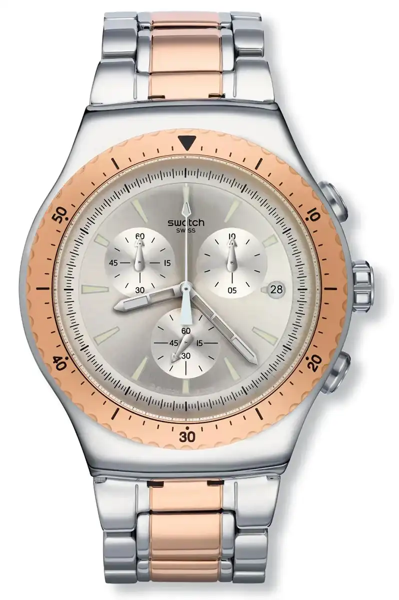 ساعة يد سواتش للرجال، عقارب، سوار ستانلس ستيل ، سيلفر YOG409GD