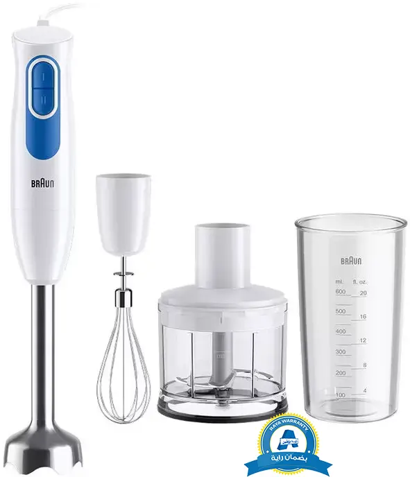 هاند بلندر براون مالتي كويك 2، 600 وات، 600 مللي، مزود بمضرب بيض وكبة، أبيض ،MQ20236MWH