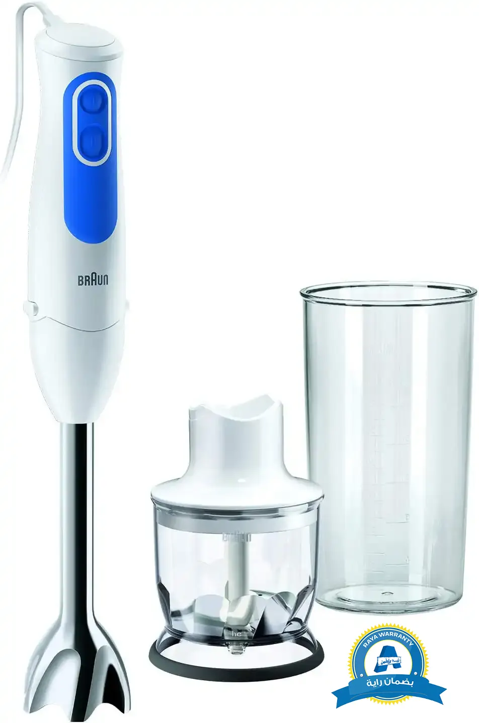 هاند بلندر براون مالتي كويك 3، 700 وات، 600 ملي، مزود بكبة، أبيض x أزرق MQ 3020