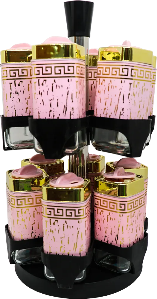 طقم توابل 12 قطعة دورين ،شكل بجعة -  بينك