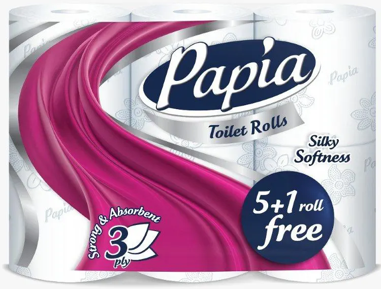 مناديل تواليت بابيا، 3 طبقات، 6 قطع رول