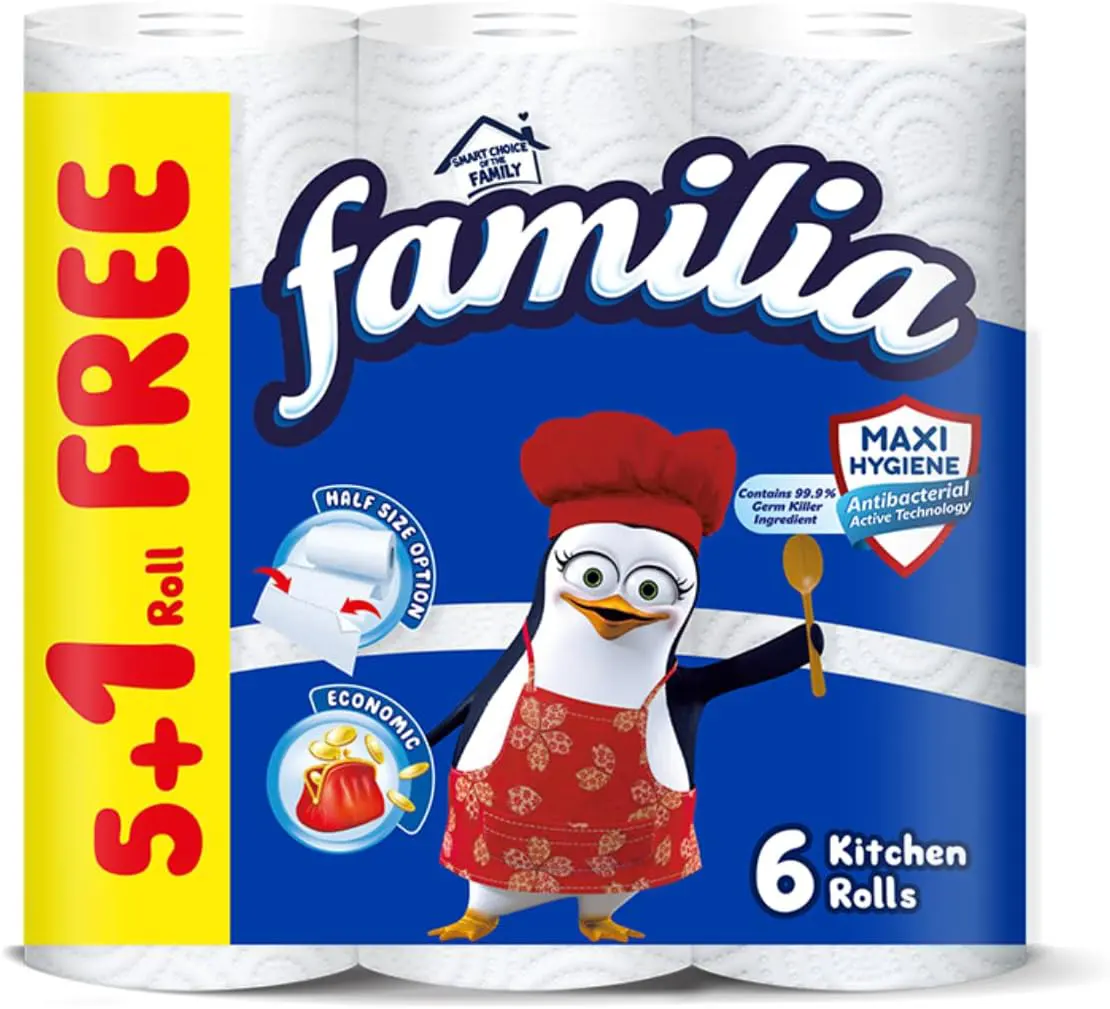 مناديل مطبخ فاميليا كلاسيك، 2 طبقة، 6 قطع رول