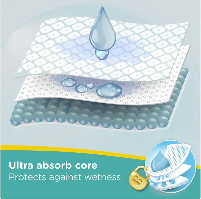 حفاضات بامبرز نيو بيبي دراي للاطفال مقاس 2، 3 -8 كجم ، 60 حفاضة