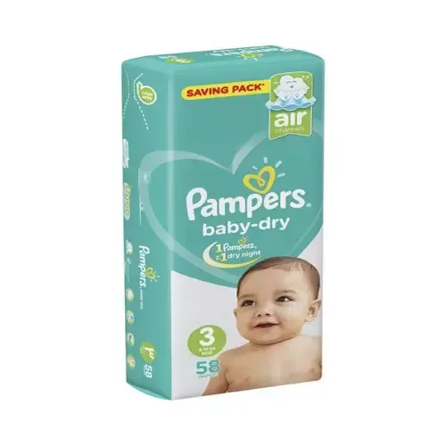 حفاضات بامبرز بيبي دراي للاطفال مقاس 3 ، 6 -10 كجم ، 58 حفاضة
