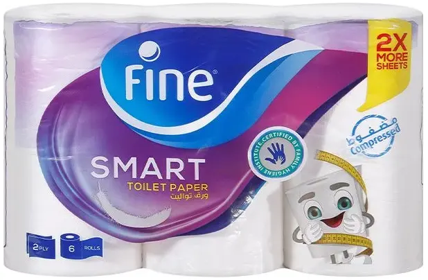 مناديل تواليت مضغوطة فاين سمارت، 2 طبقة، 6 قطع رول