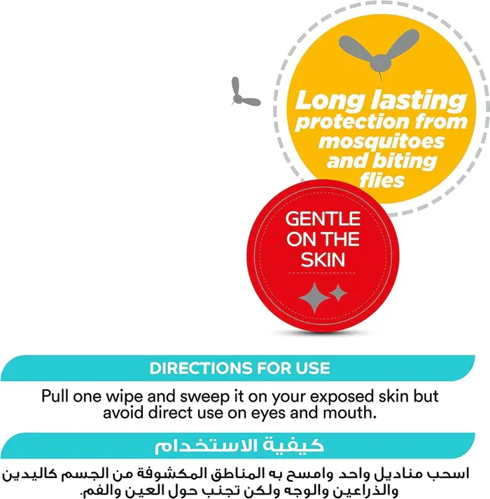 White Insect Repellent Wipes, 48 Wipes