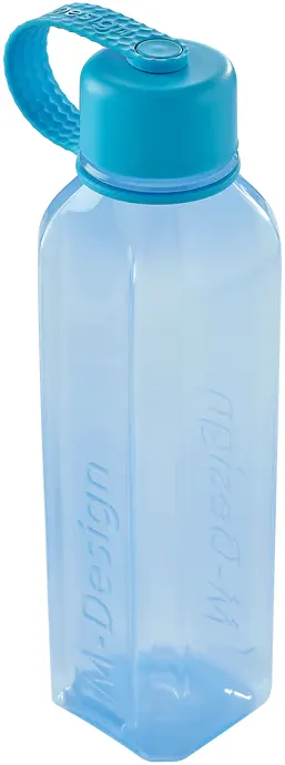 ام ديزاين زجاجة مربعة بغطاء متصل 800 مل ،أزرق